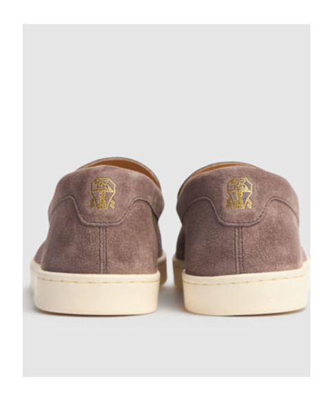 Brunello Cucinelli Suede Calf Leather Slip-on In Grey