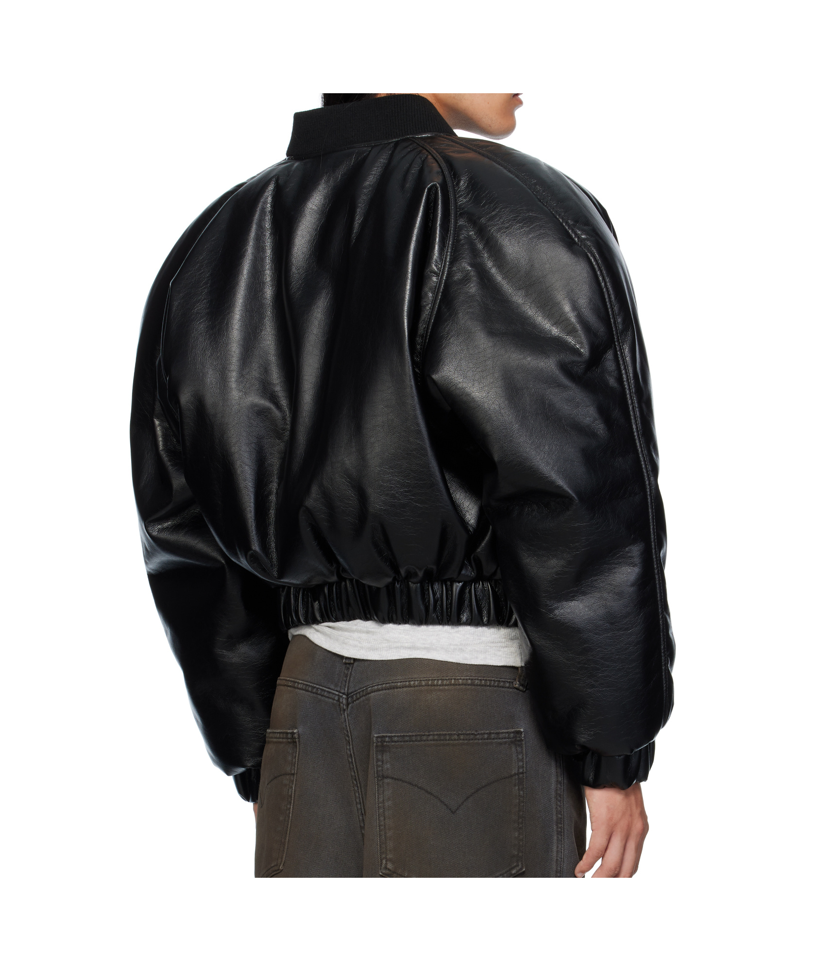 Lu'u Dan Riot Synthetic Leather Bomber Jacket In Black