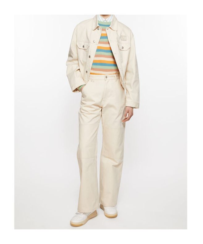 Acne Studios Patch Canvas Straight Trousers In White