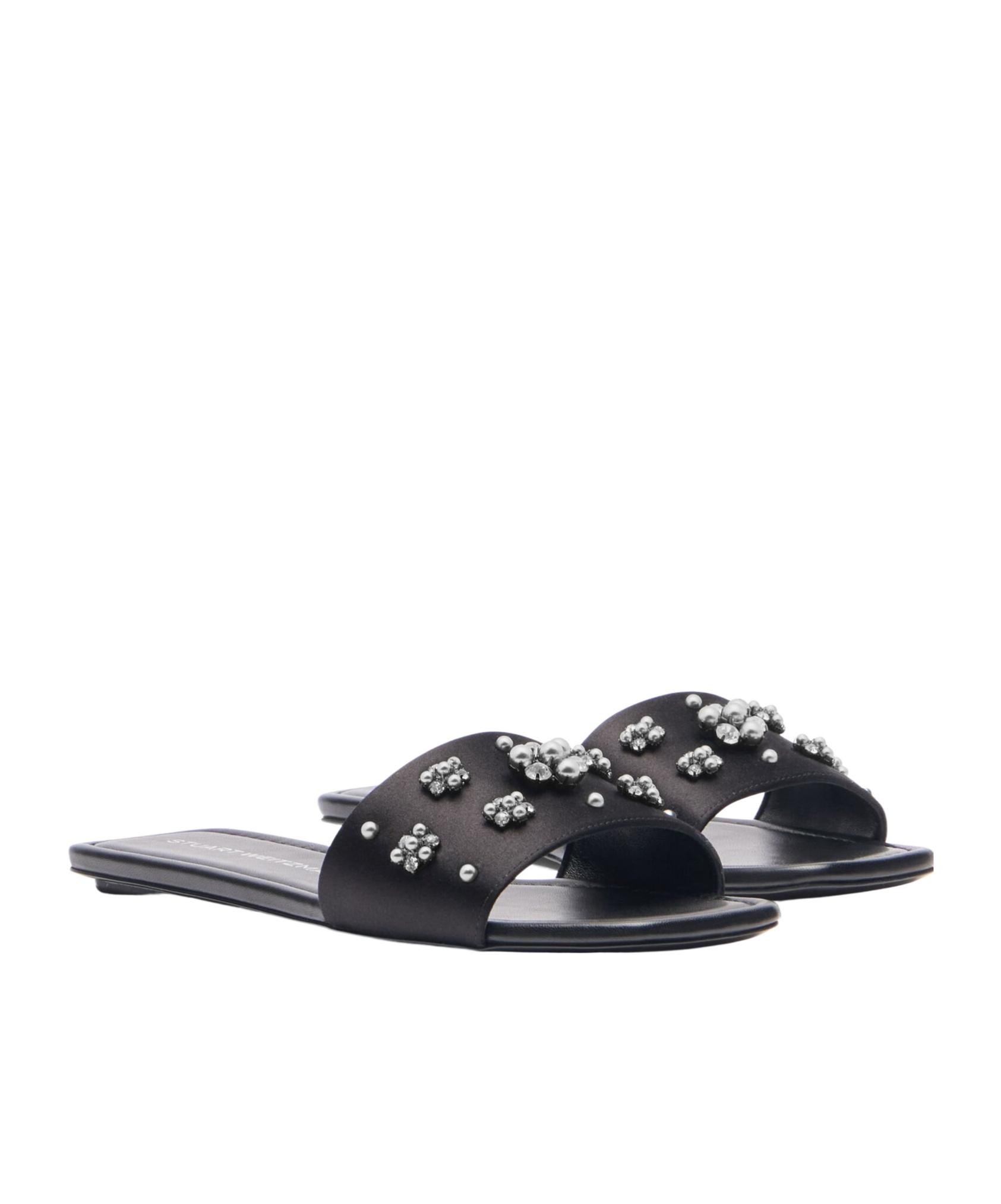 Stuart Weitzman Poppy Embellished Slide Sandal In Black