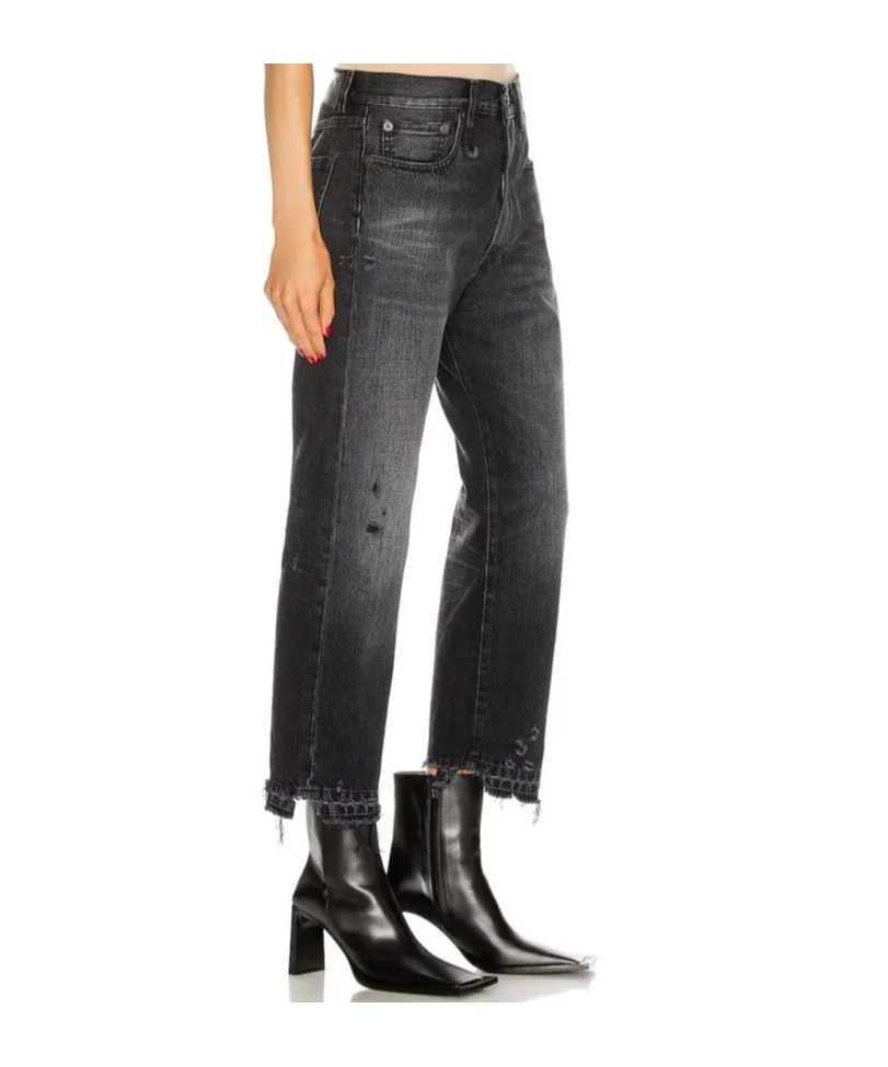 R13 Cuffed Boyfriend Jeans In Black