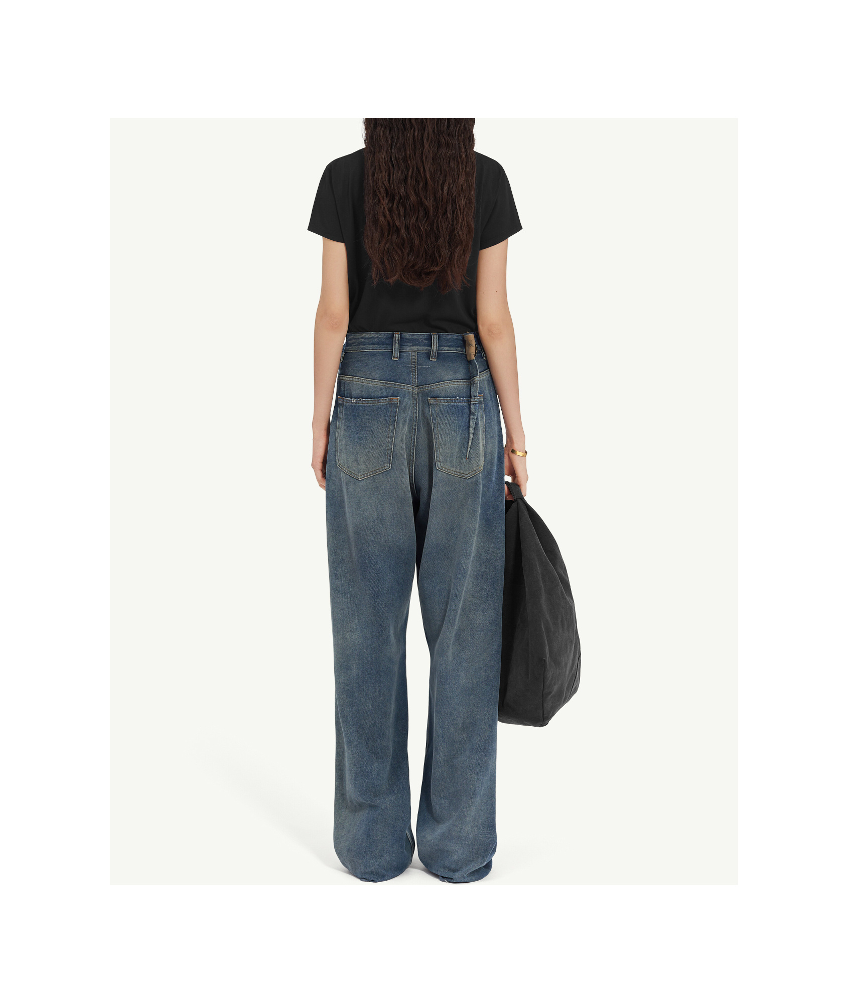 Mm6 Maison Margiela Pleated Bootcut Jeans In Gray
