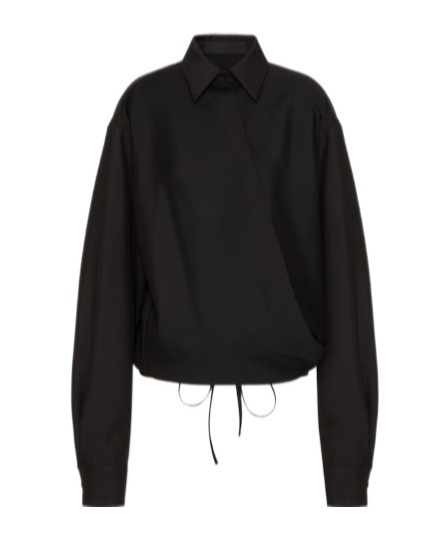 Shop Valentino Techno Light Wool Shirt In Black