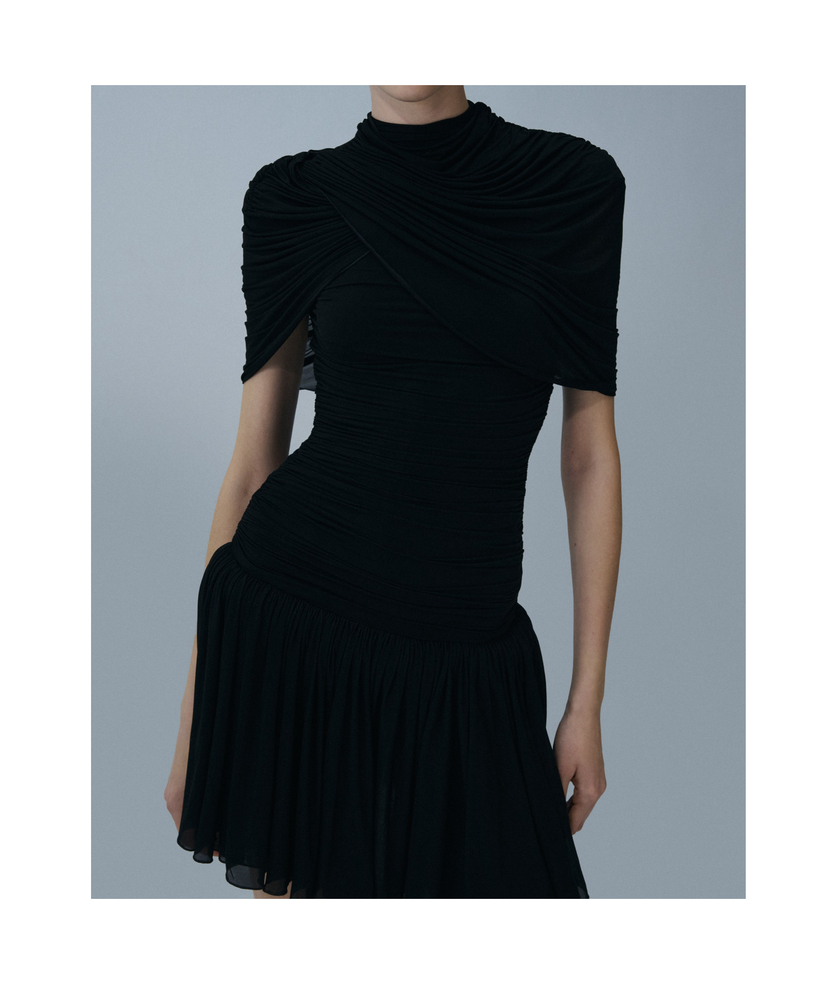 Magda Butrym Drop-waist Wrap Mini Dress In Black In Black