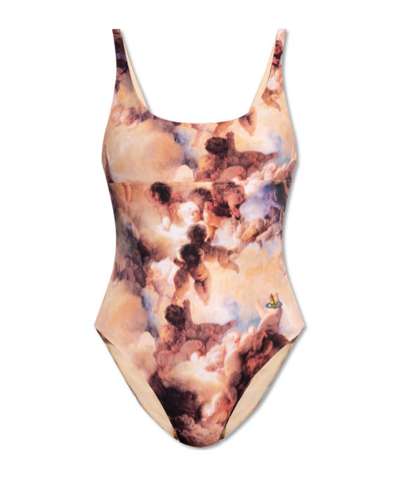 Shop Vivienne Westwood Graphic-print Swimsuit In Nude