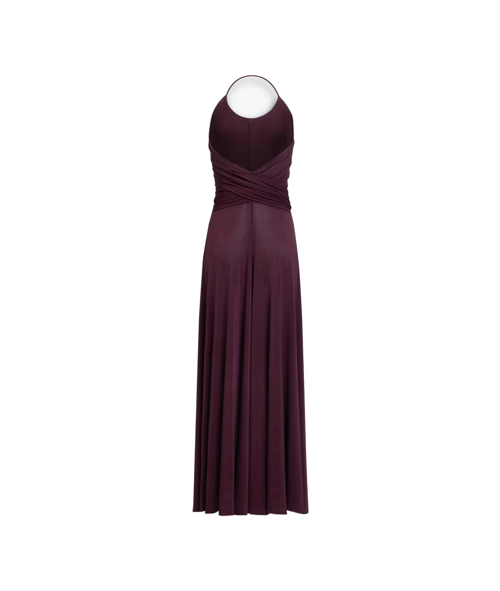 Alaïa Long Burgundy Draped Jersey Dress In Burgundy