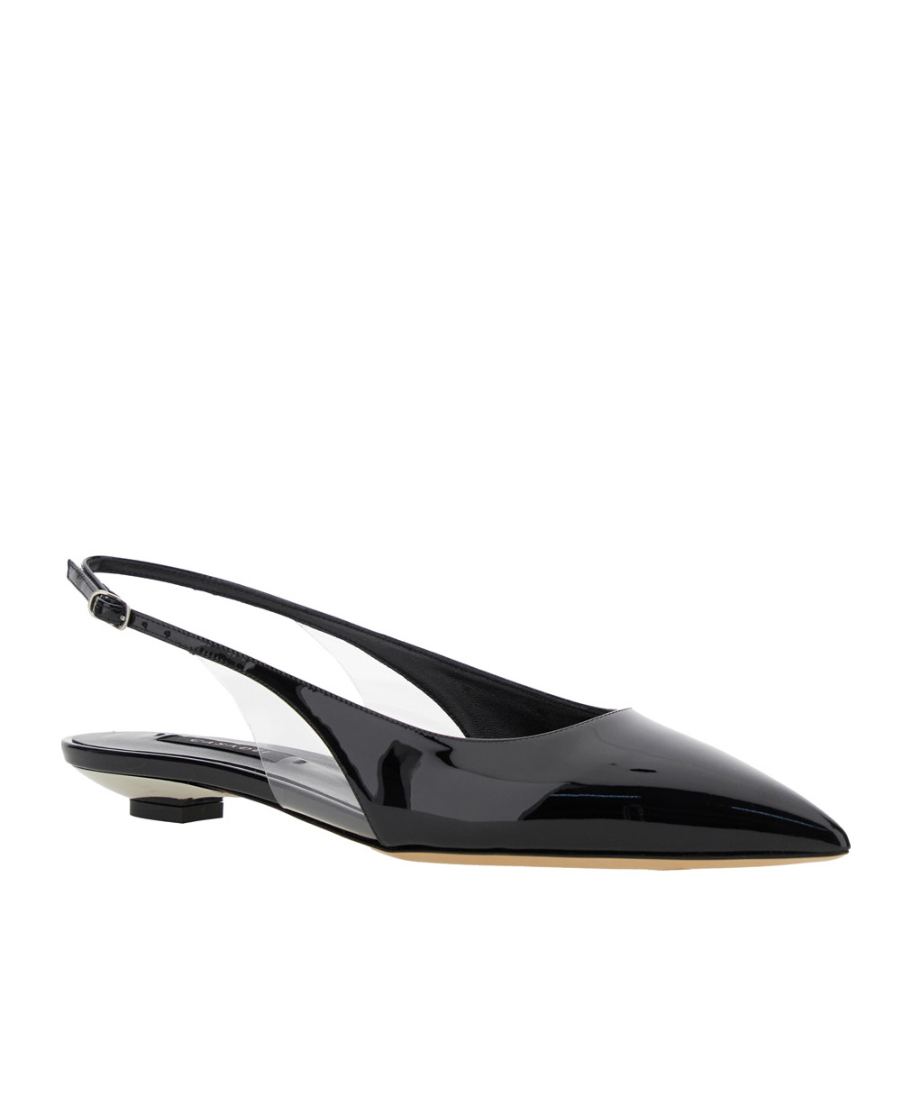 Casadei 'miniblade Tiffany' Black Slingback Ballet Shoes In Patent Leather Woman In Black