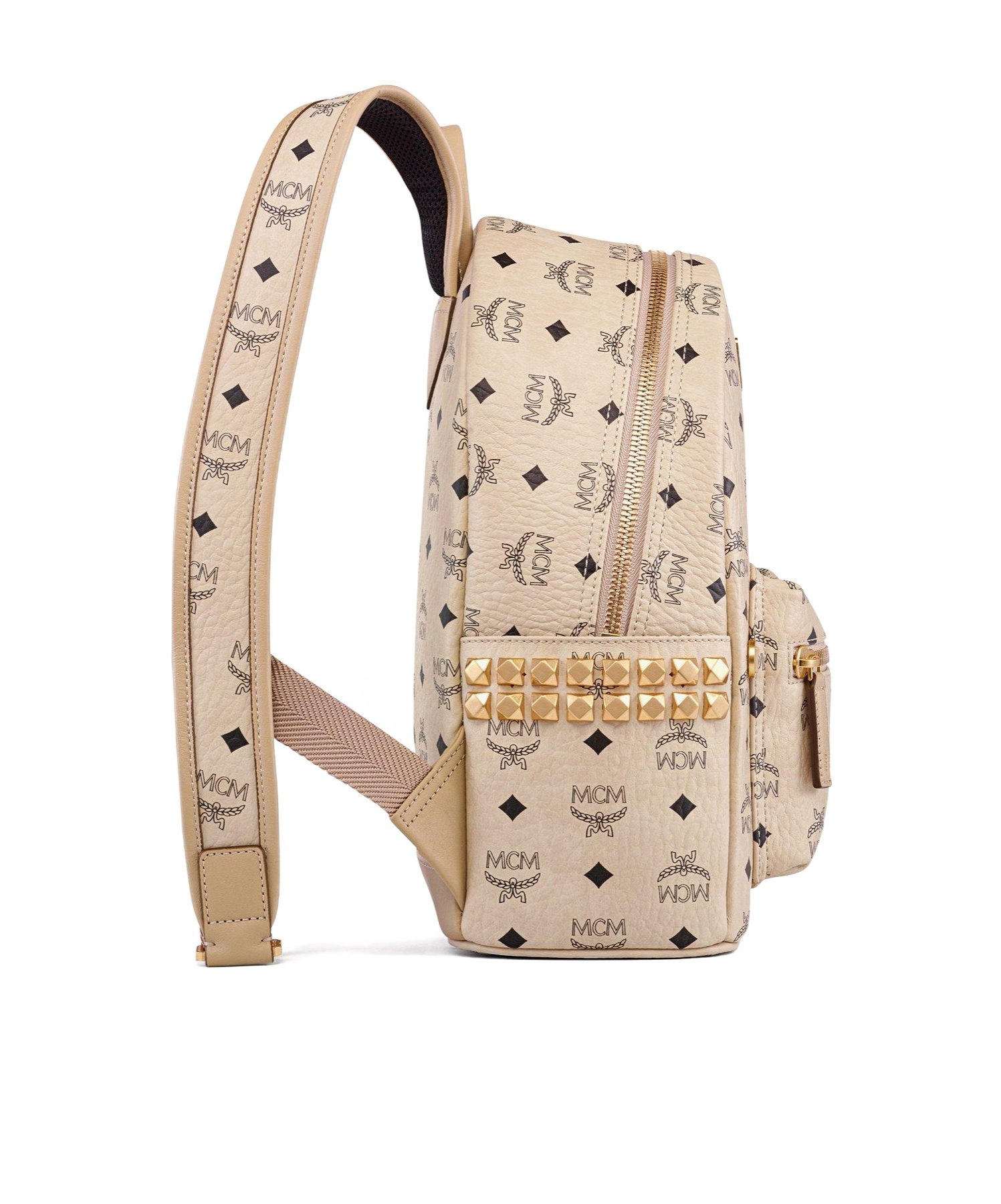 Mcm Stark Side Studs Backpack In Visetos In Neutral