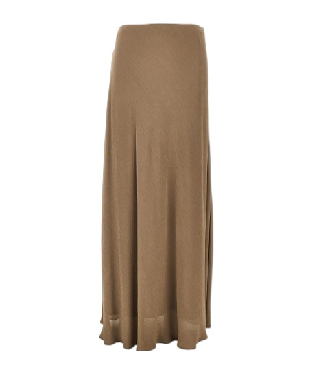 Alberta Ferretti Crepe Long Skirt In Brown