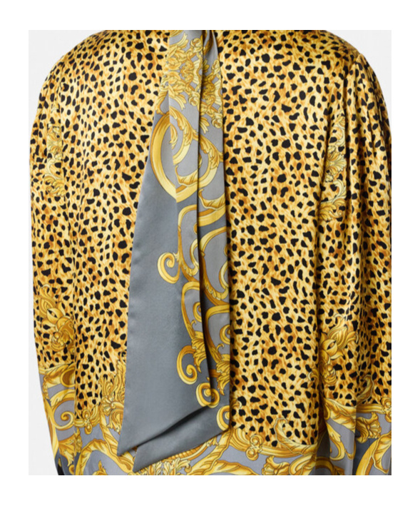 Versace Informal Shirt Cheetah Foulard On Silk Crepe Satin Lw Clothing In Multi