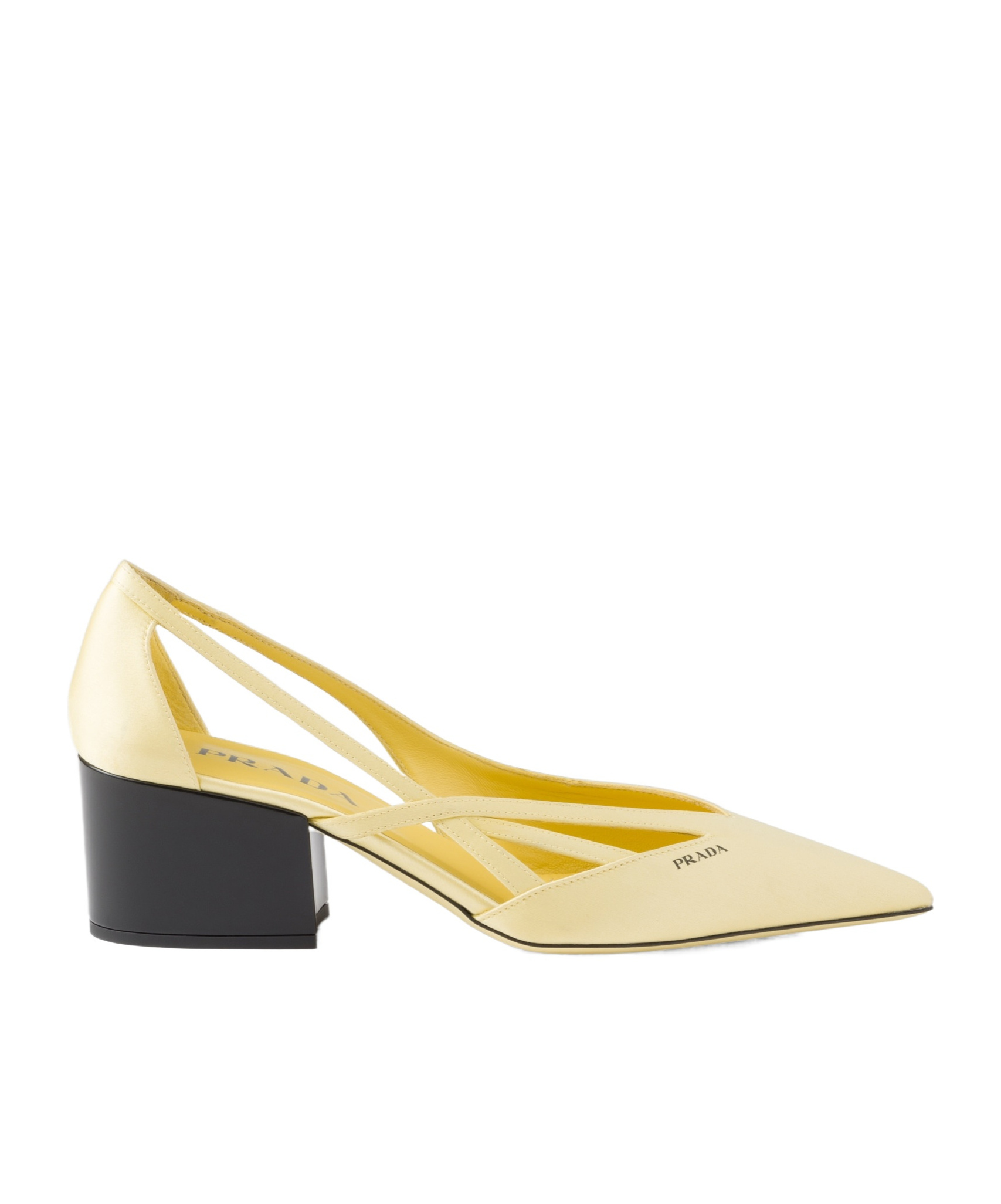 Prada 55 Satin Cut-out Pumps In Yellow