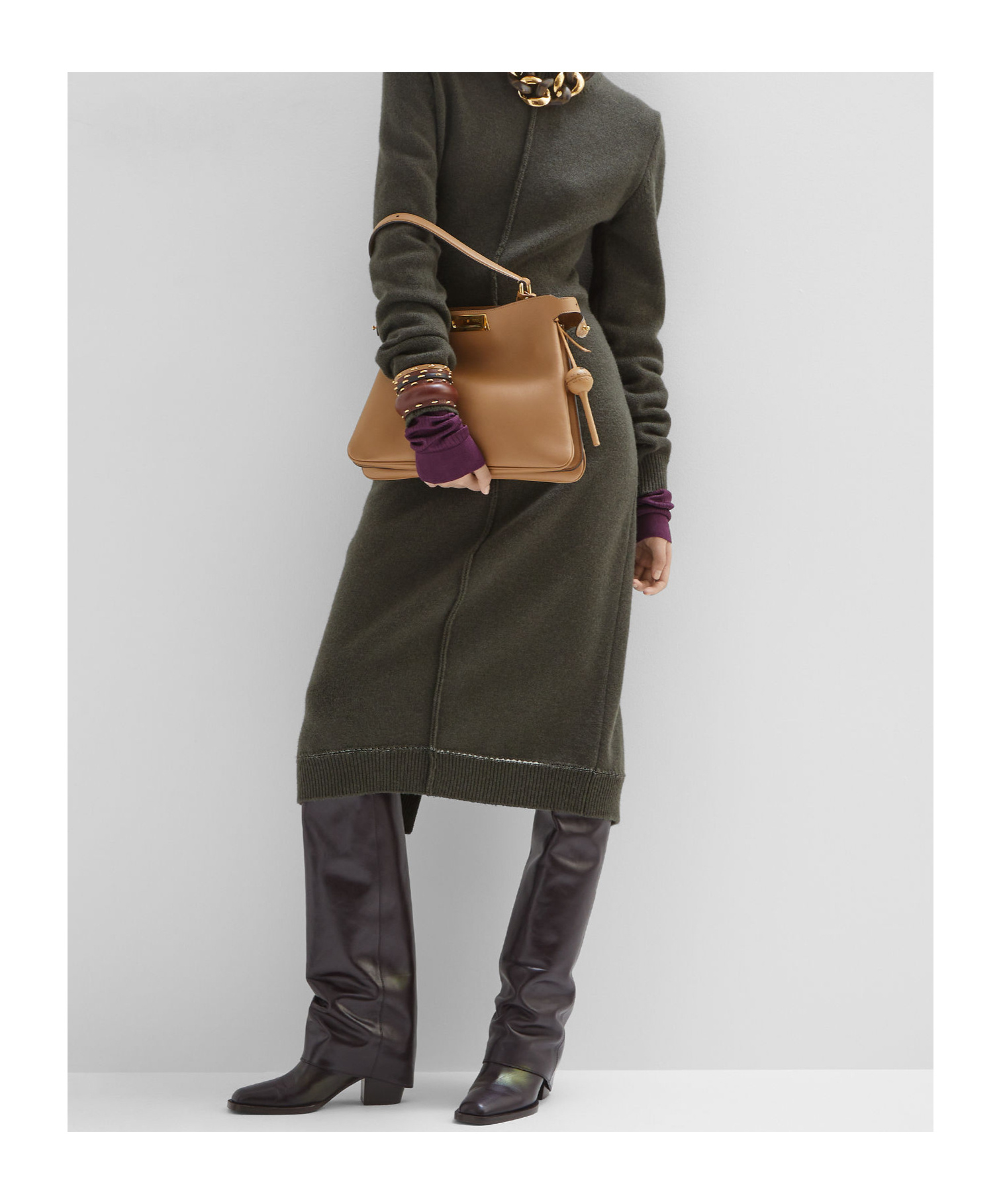 Fendi Signature Medium Peekaboo Soft Bag In Cappuccino Color