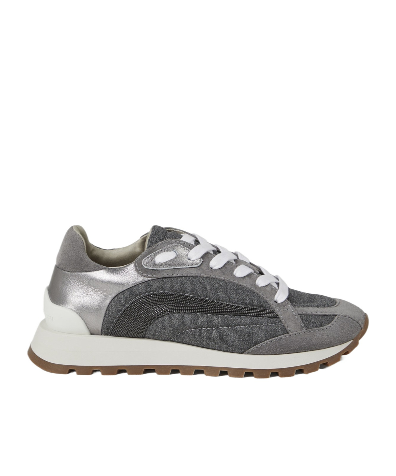 Brunello Cucinelli Monili-embellished Sneakers In Gray