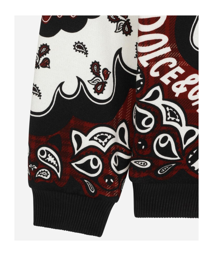 Dolce & Gabbana Bandana-print Zip-up Hoodie In Black