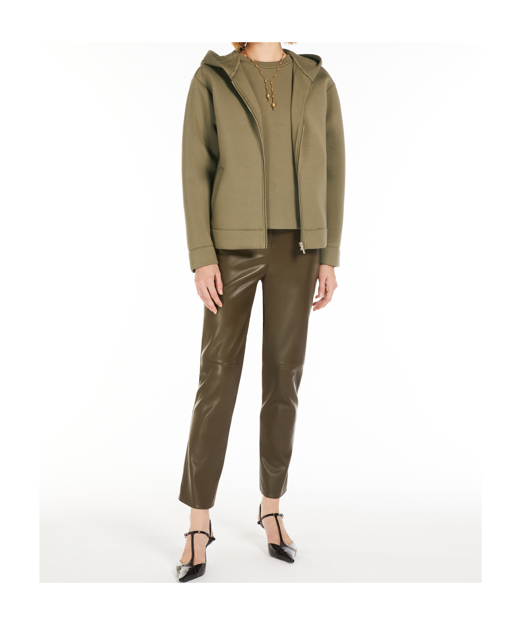 Shop Max Mara Jersey Zip-up Sweatshirt In Brown
