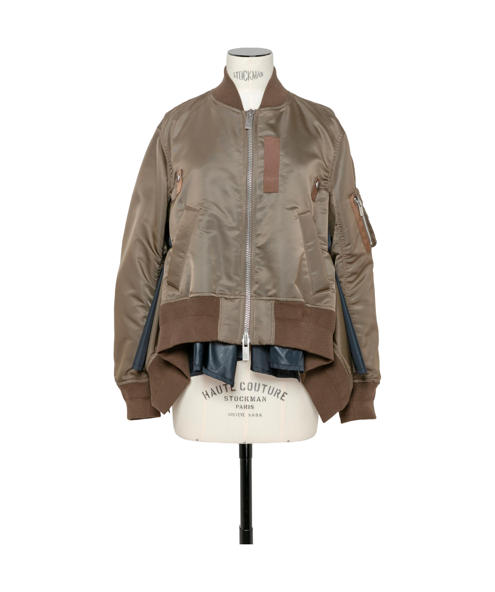Sacai Khaki Nylon Twill Bomber Jacket In Brown