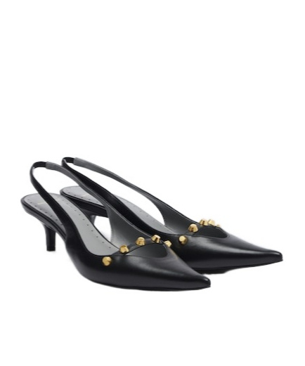 Balenciaga Studded Leather Slingback Pumps In Black