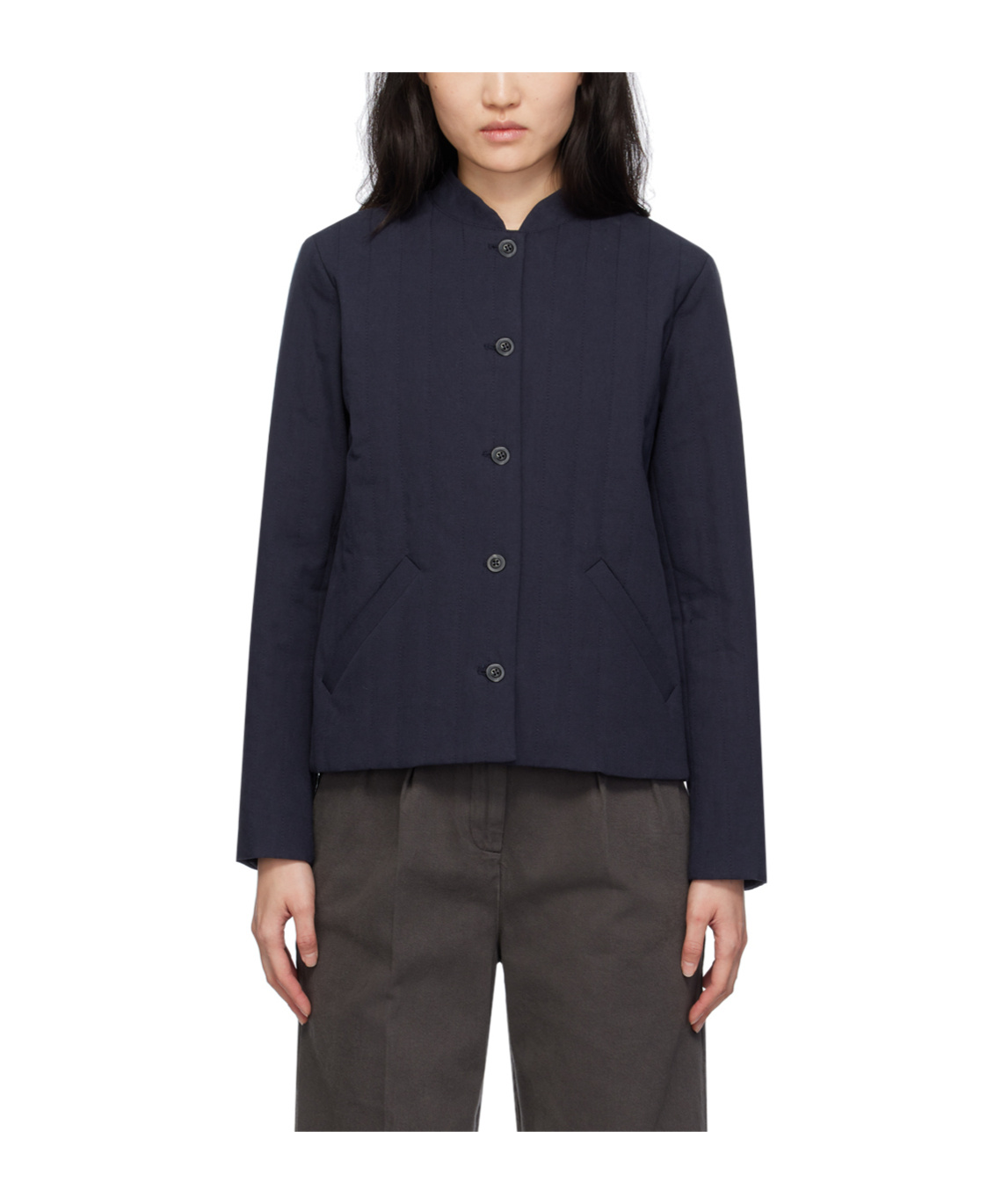 Apc Quilted Stand-neck Casual Jacket In Black