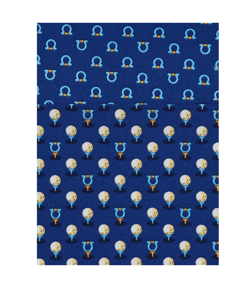 Ferragamo Silk Tie With Golf And Gancini