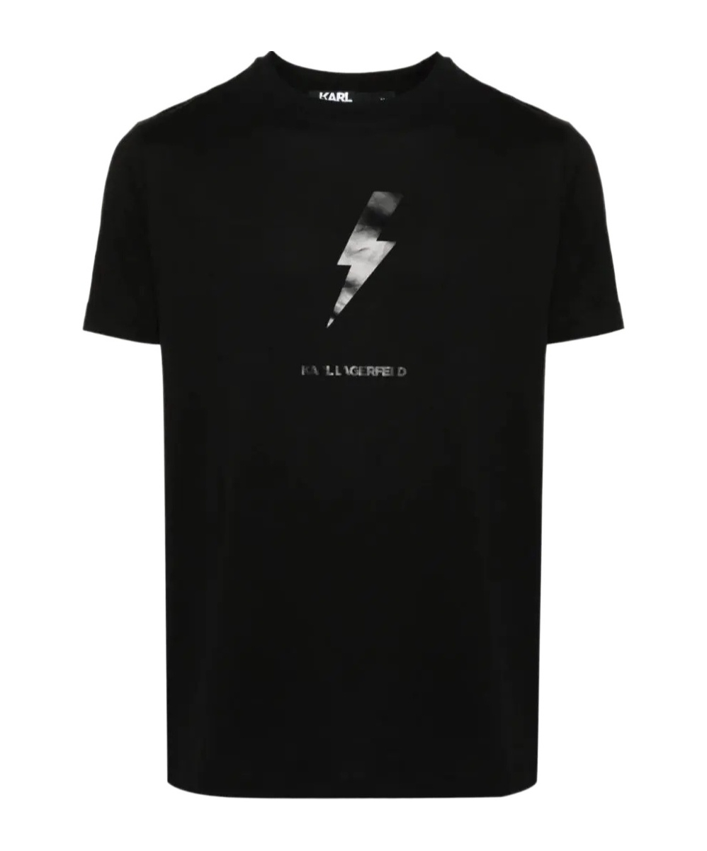 Karl Lagerfeld Lightning Printed T-shirt In Black