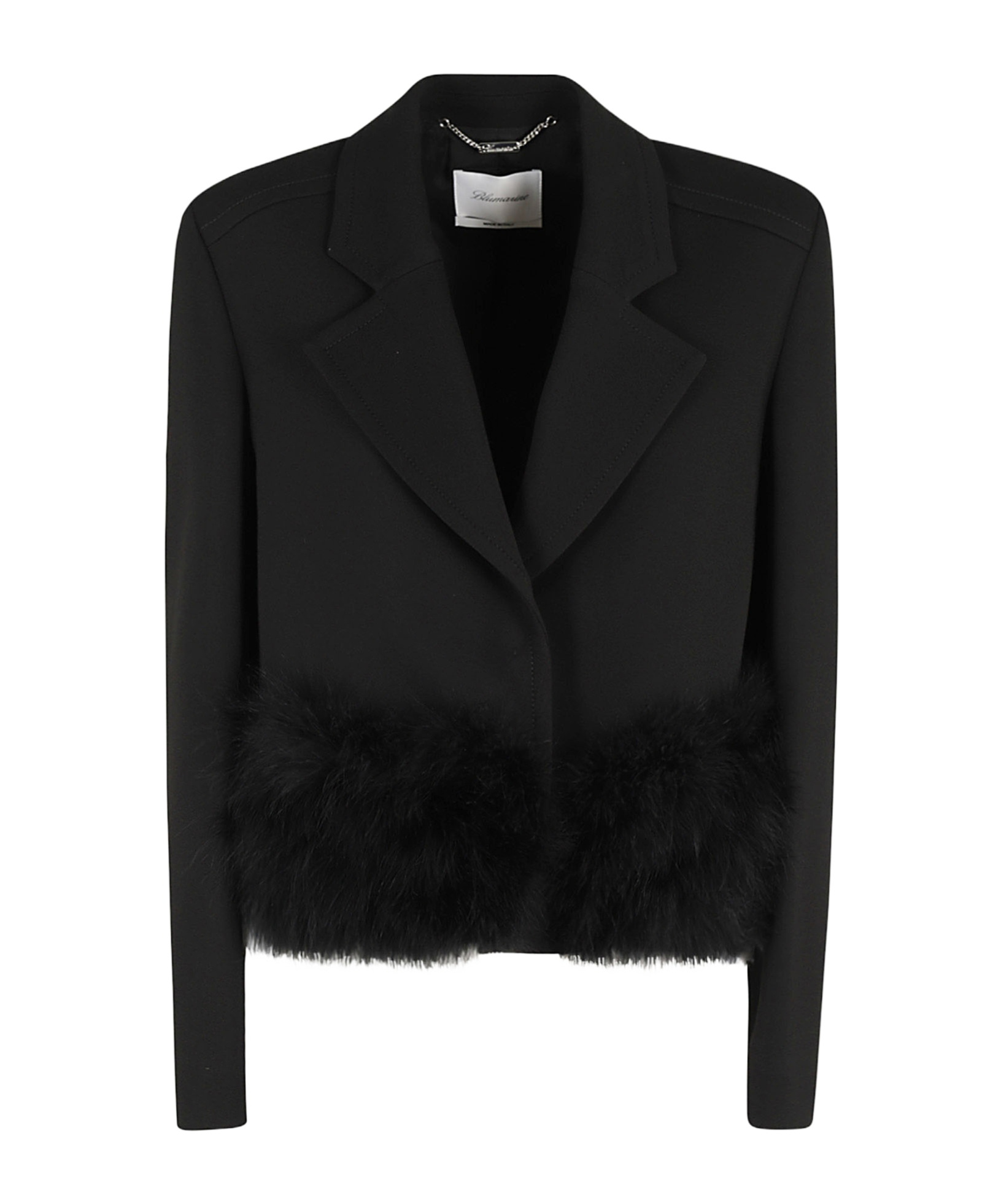 Blumarine Feather-trim Blazer In Black