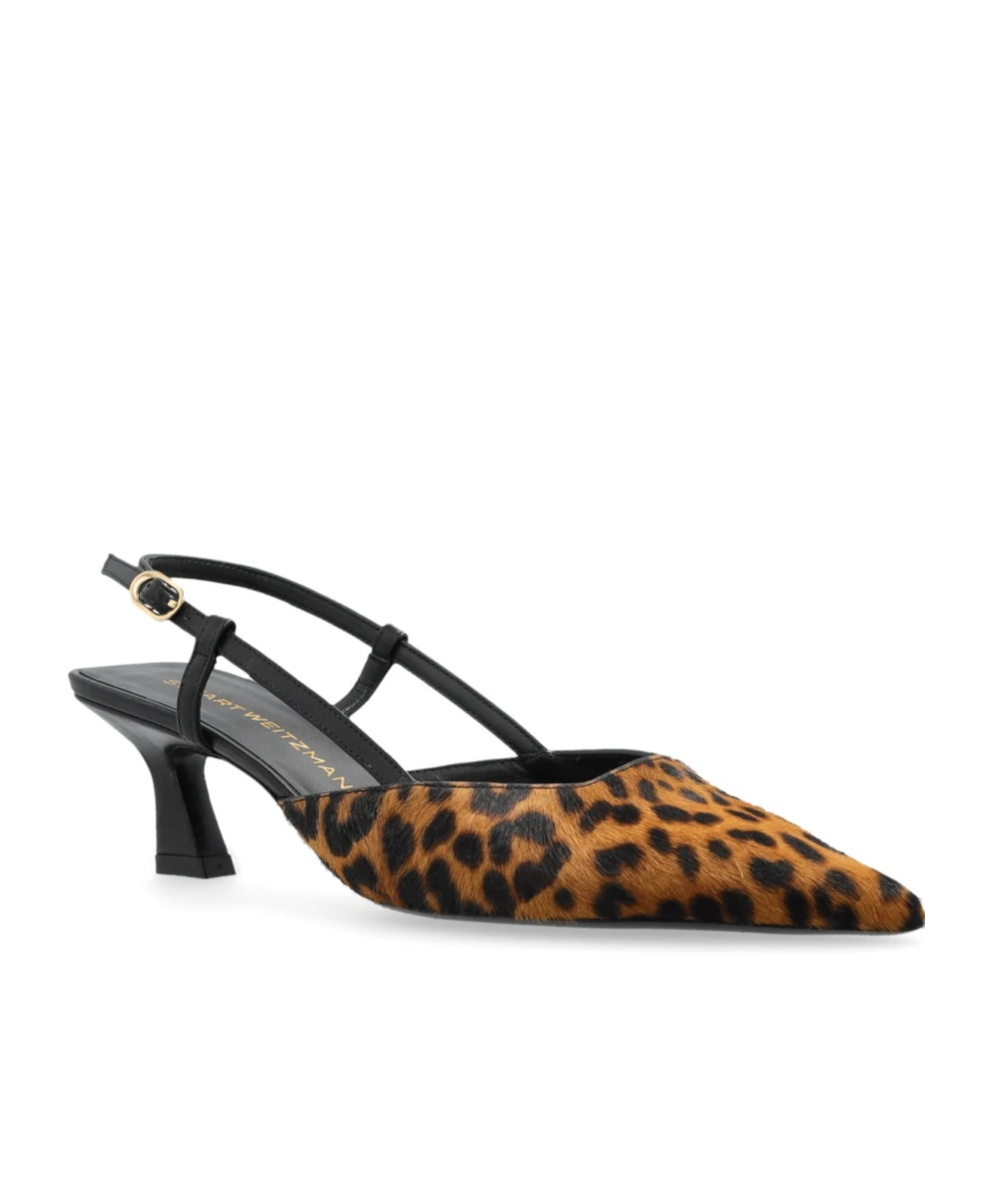Stuart Weitzman Vinnie Leopard Kitten Slingback Pumps