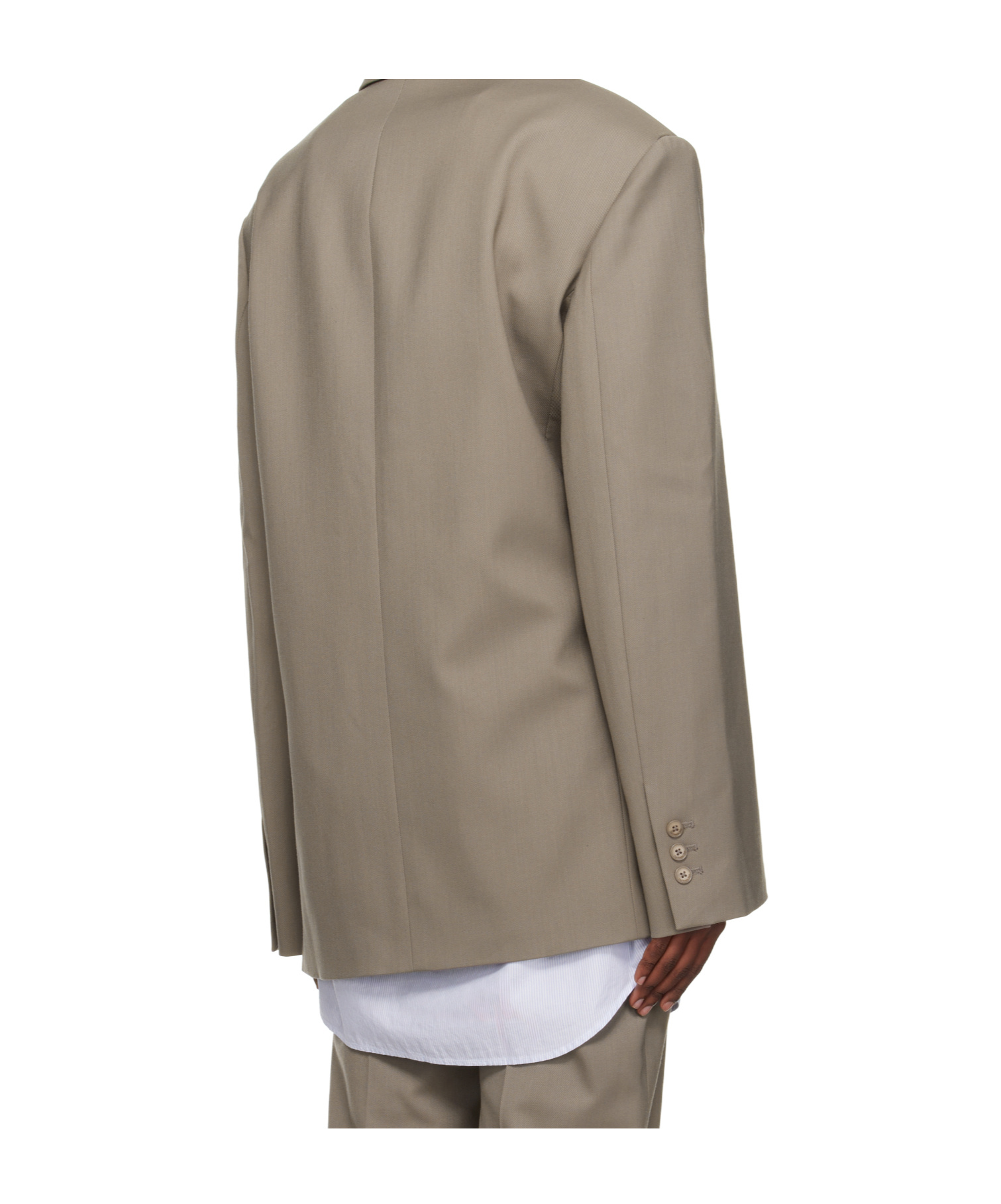 The Frankie Shop Taupe Crosby Wrap Blazer In Brown