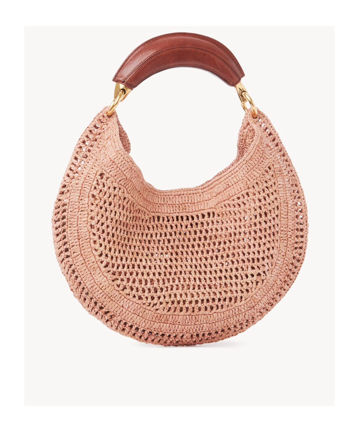 Chloé Summer Banana Top-handle Bag In Crochet Fabric In Nude