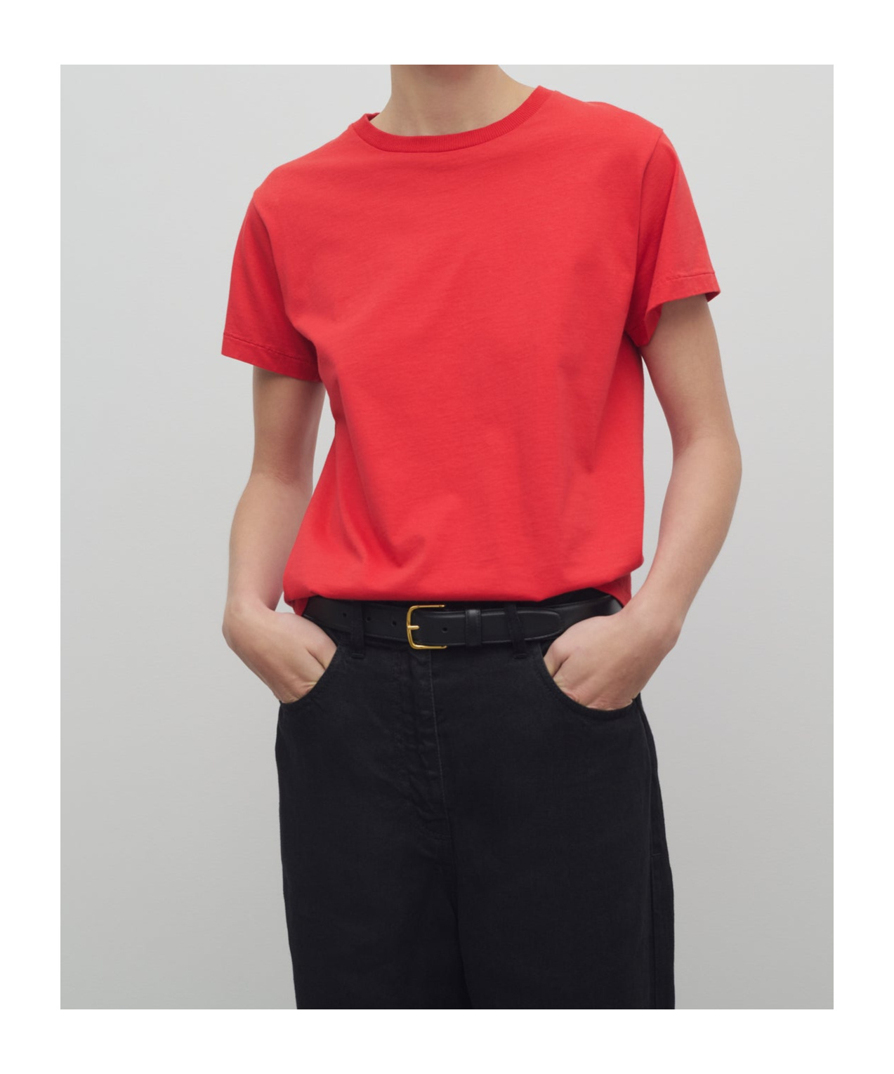 The Row Florie T-shirt With Red Center Detail In Red