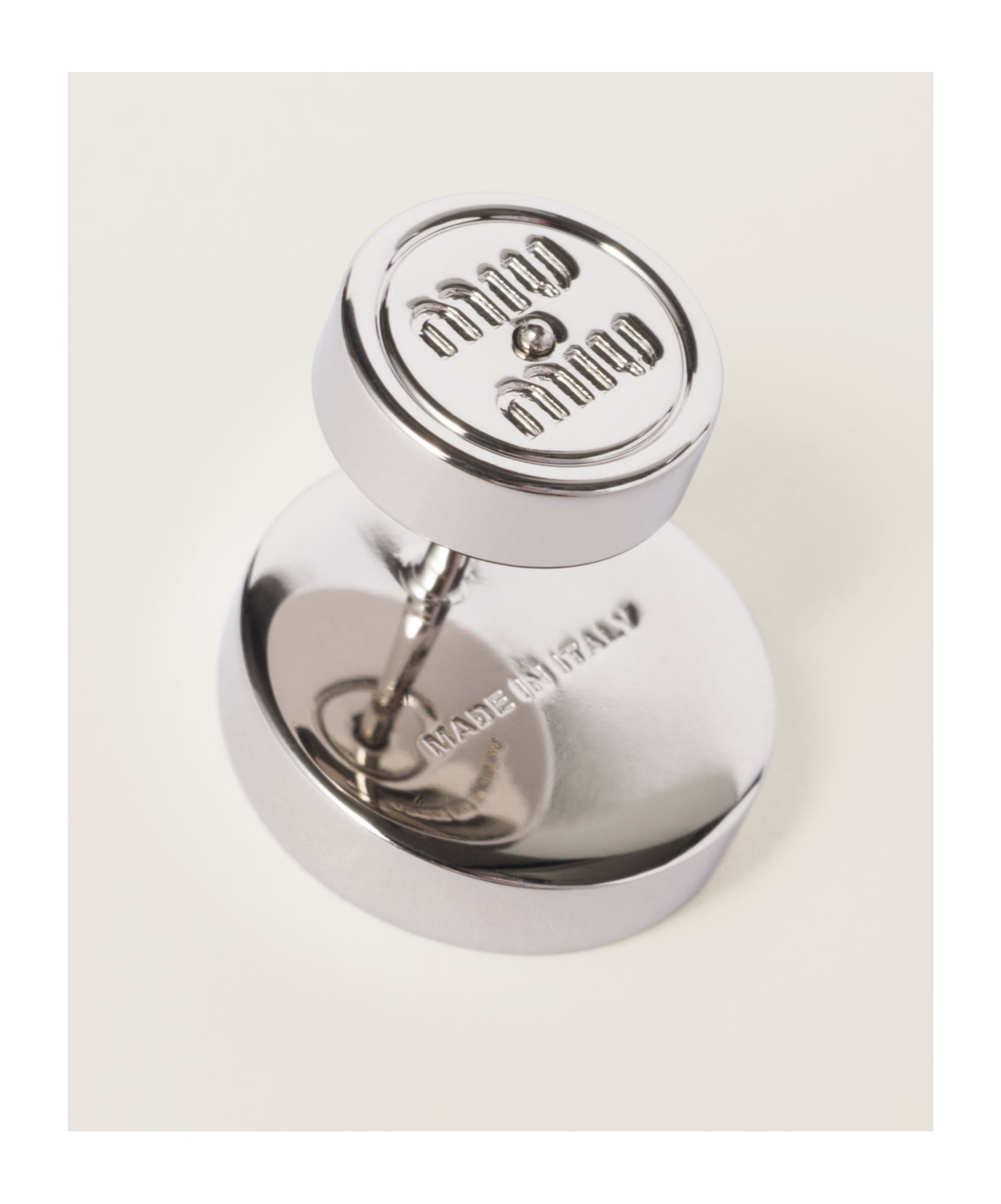 Miu Miu Enameled Metal Earrings In White