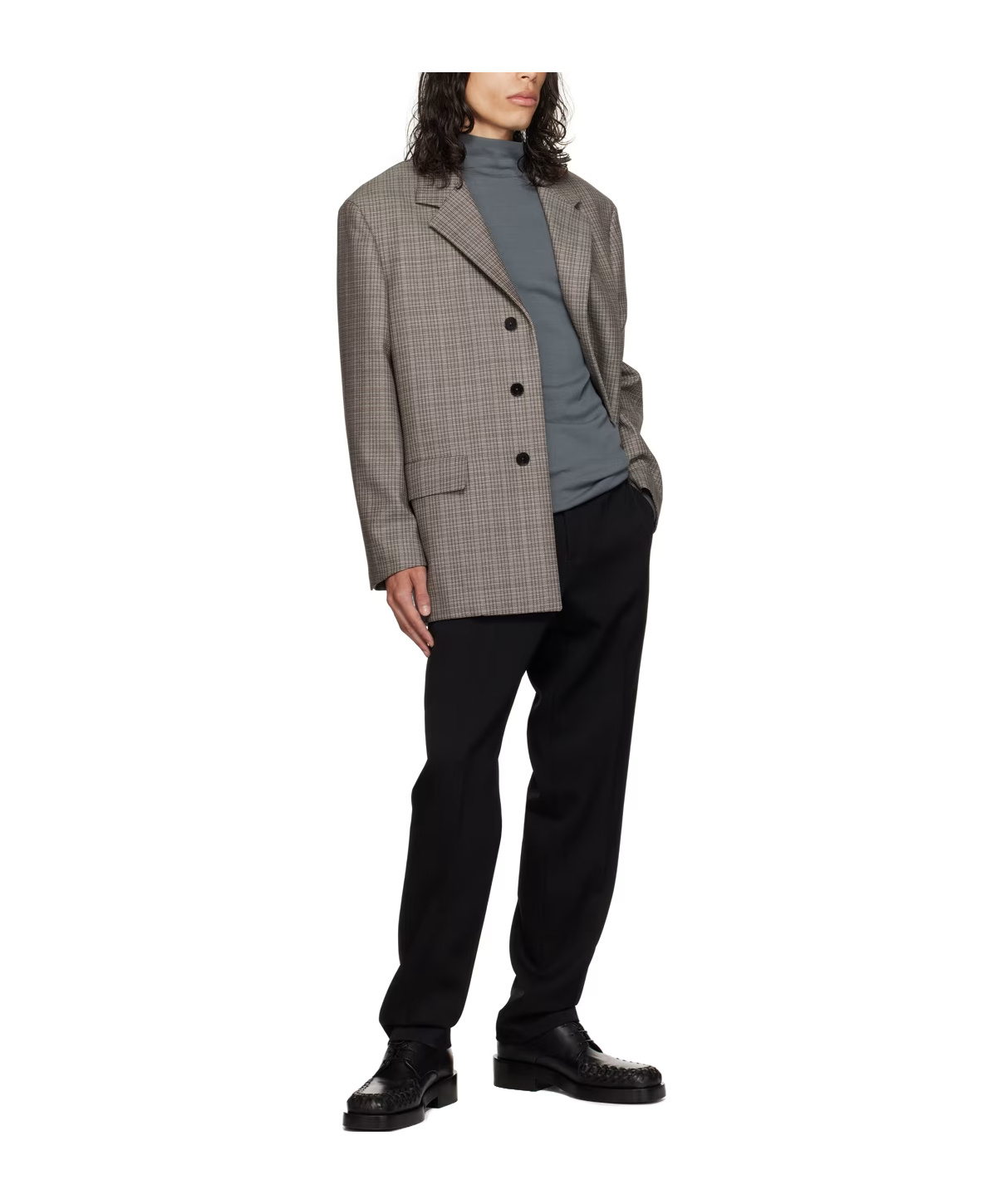 Jil Sander Gray Check Blazer In Gray
