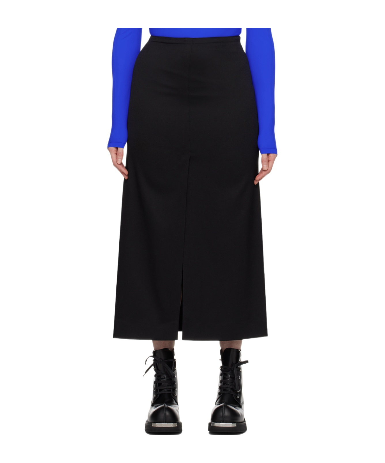 Shop Mm6 Maison Margiela High-waist Twill Midi Skirt In Black