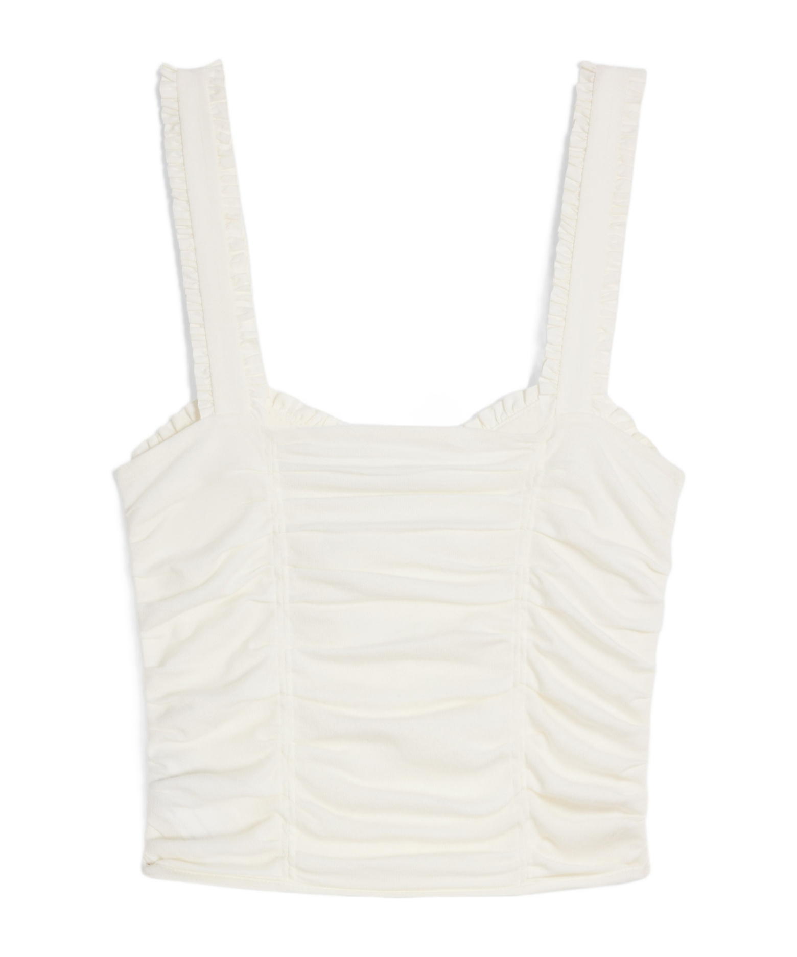 Celine Short Ruffled Top In Cotton And Silk Jersey In Nude