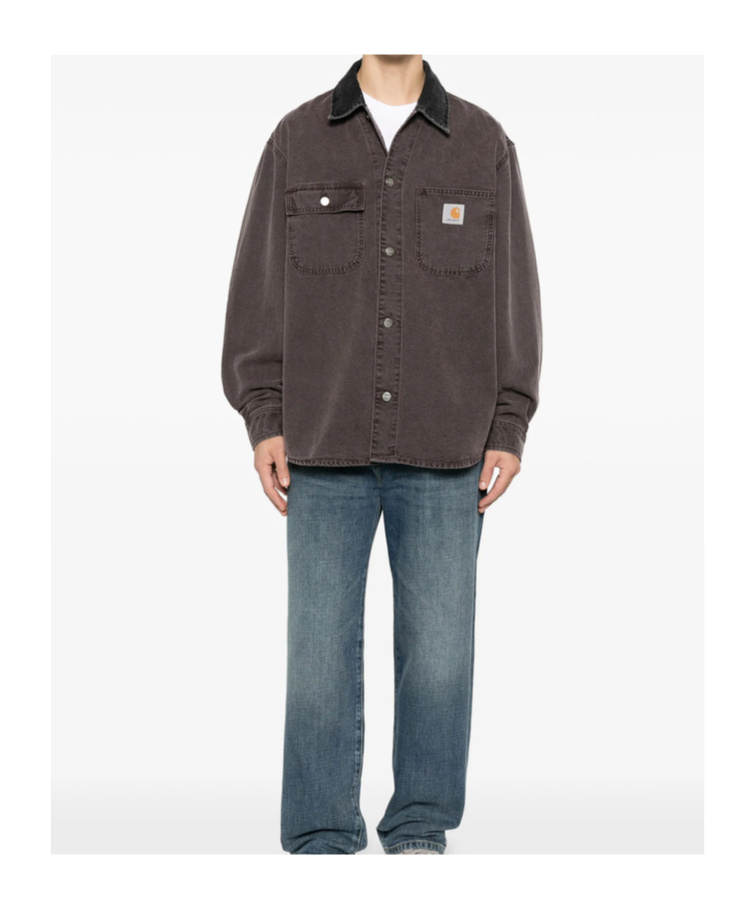 Carhartt Denim Shirt Jacket Long Sleeves In Brown
