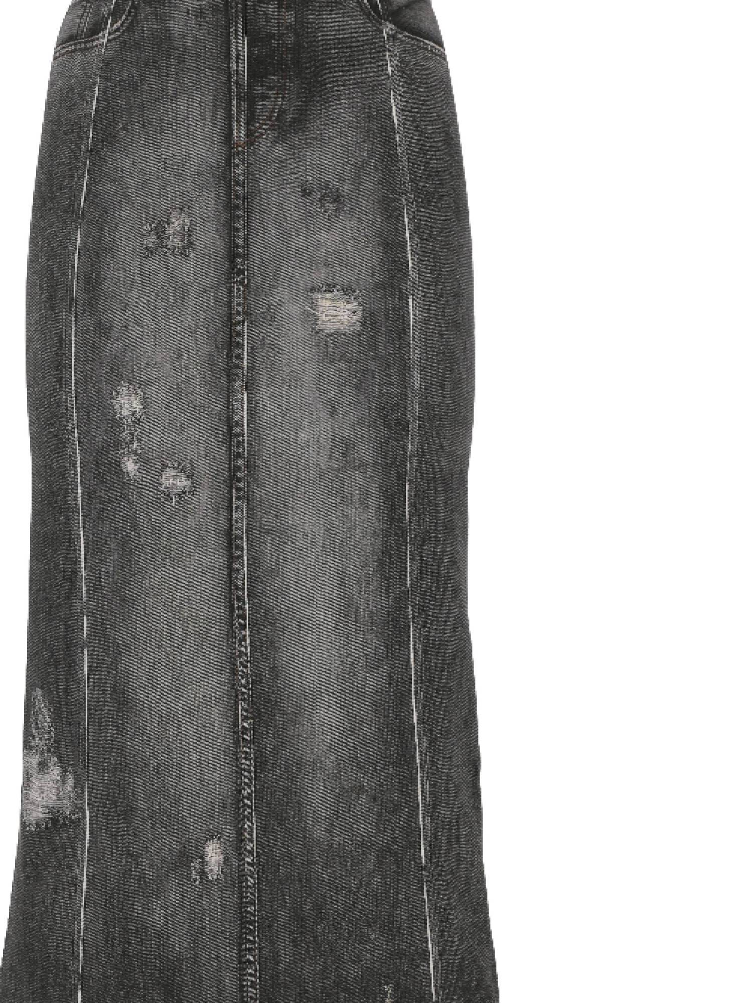 Acne Studios Printed Stretch Cotton Midi Skirt In Black