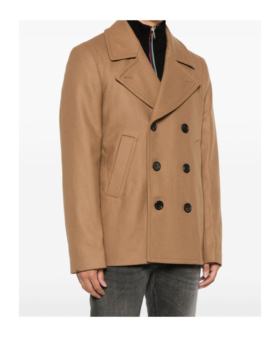 Ps By Paul Smith Notched-lapel Peacoat In Brown