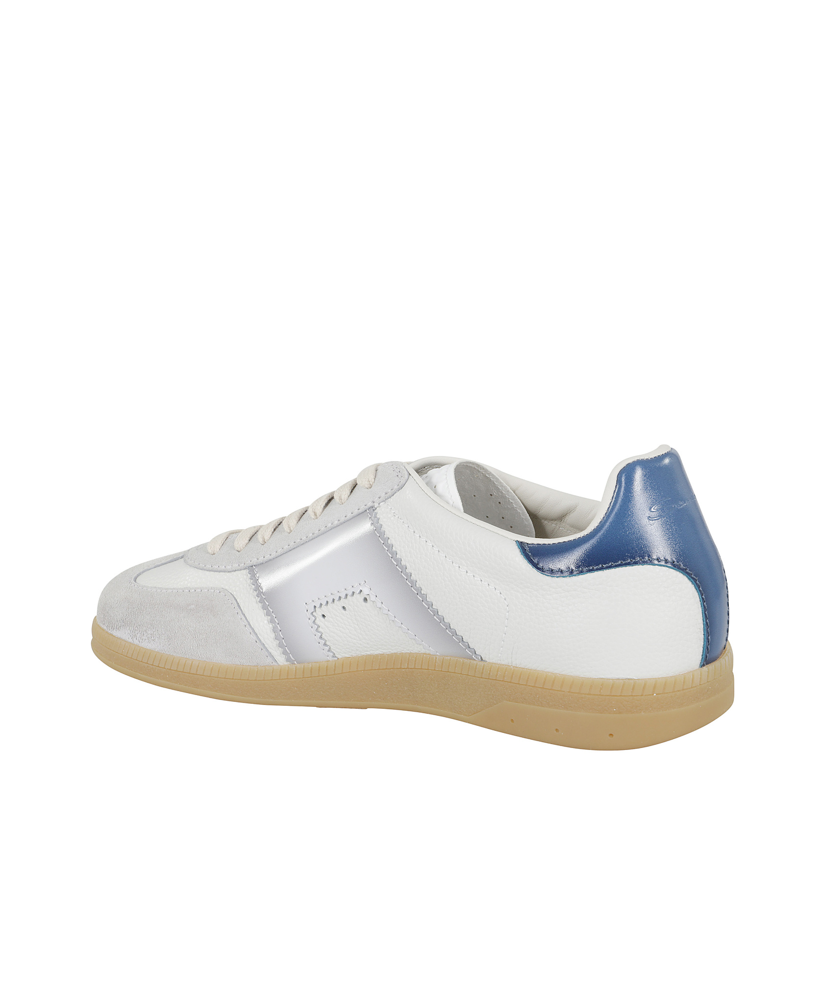 Santoni Dbs Leather And Suede Sneakers In White
