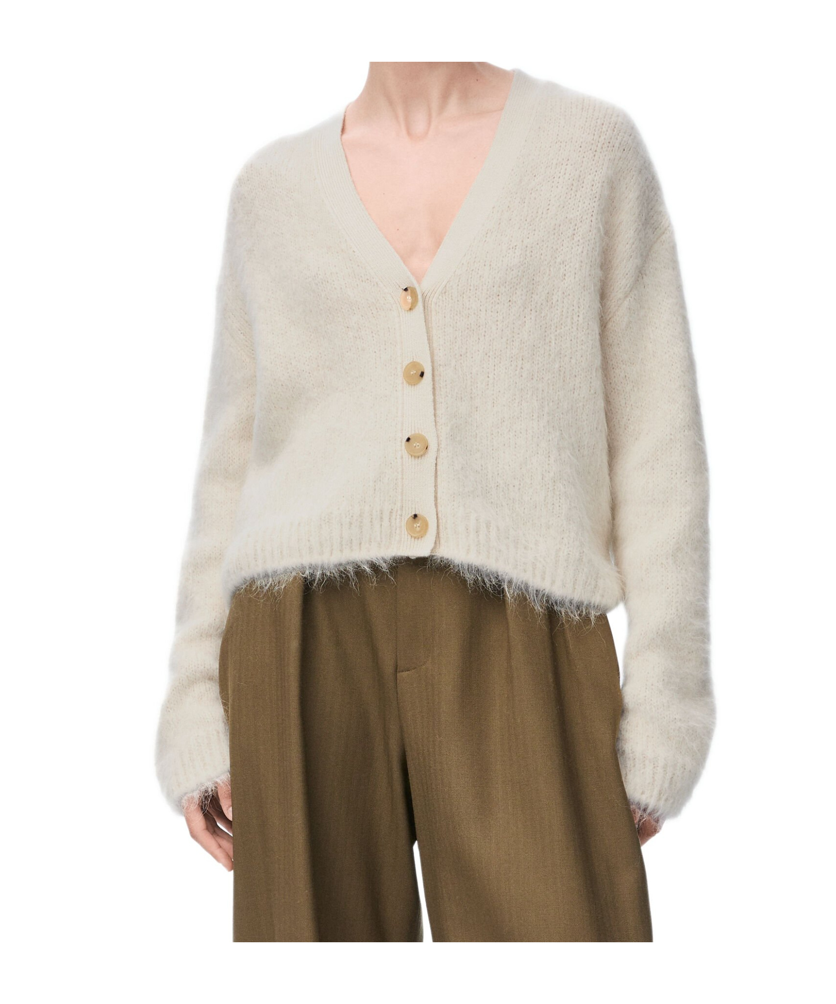Shop Loewe Cardigan In Alpaca And Wool Blend In White
