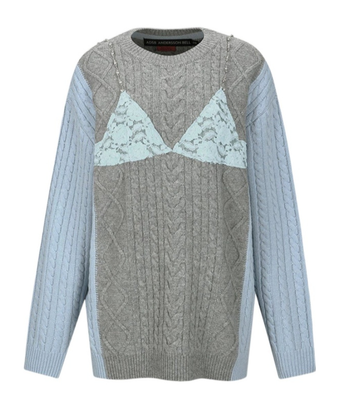 Shop Andersson Bell Long-sleeved Wool Cashmere Sweater In Gray