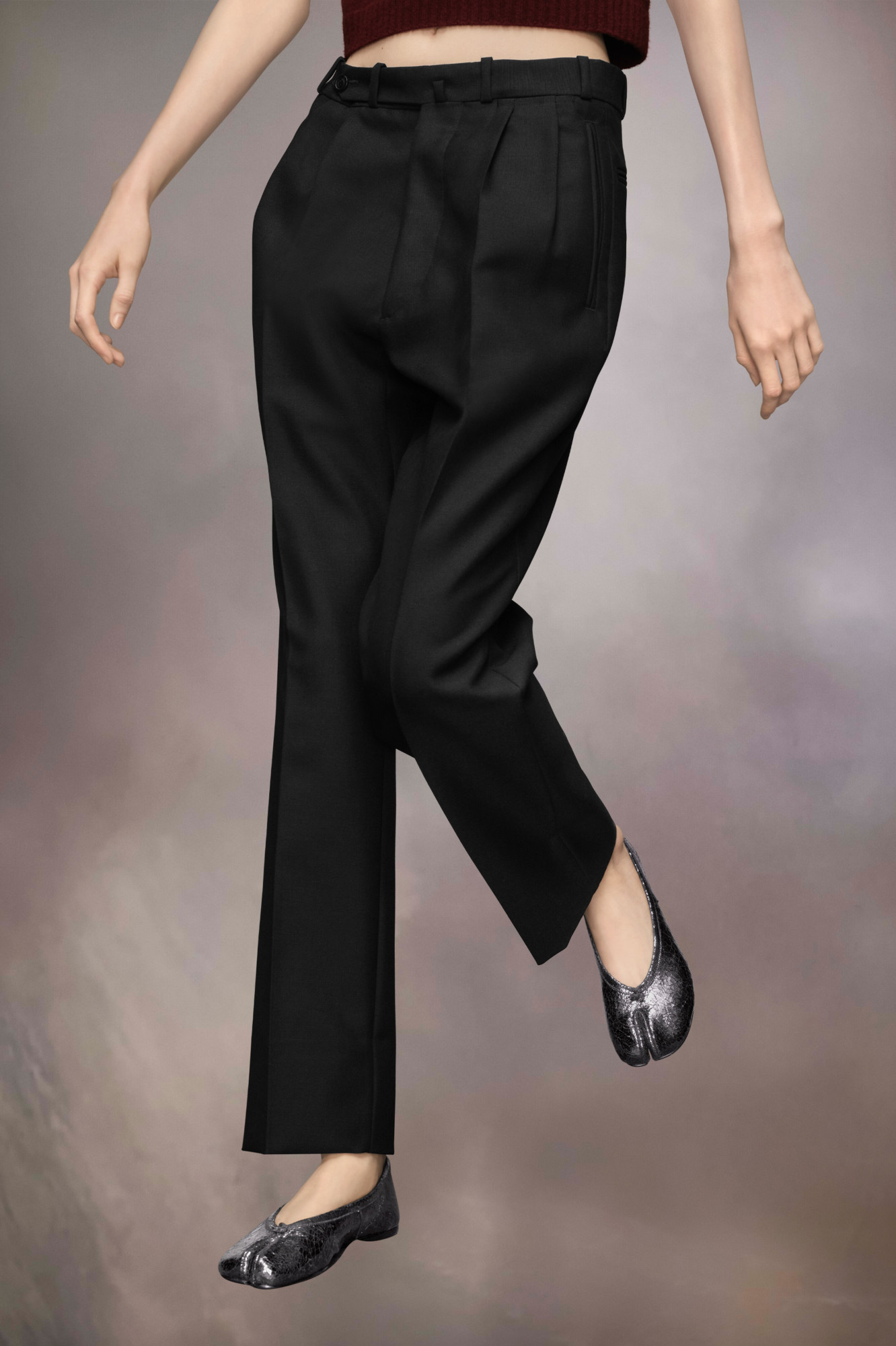 Maison Margiela Ballet Black Shiny Leather Ballet Flats In Black