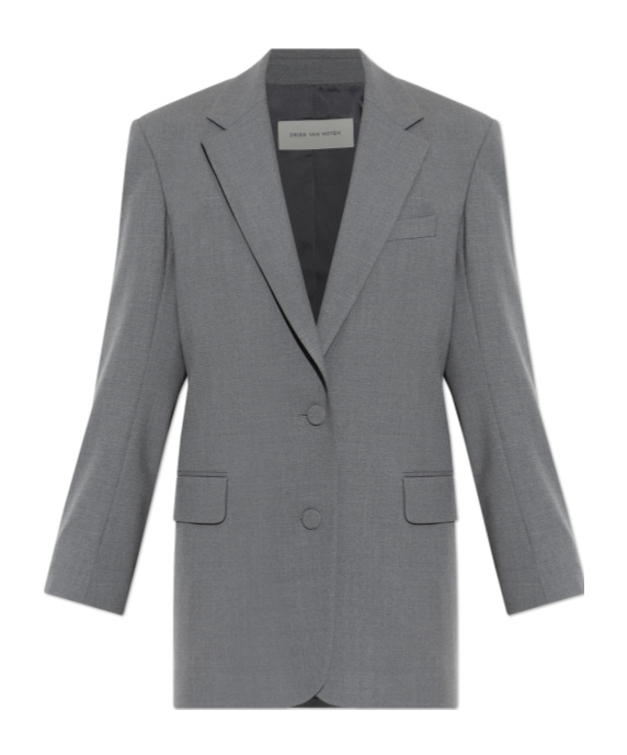 Dries Van Noten Single Breasted Blazer In Gray