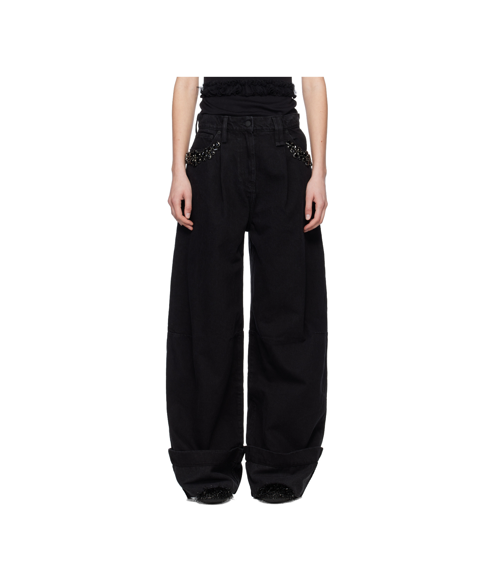 Simone Rocha Crystal Decorated Jeans Leggings