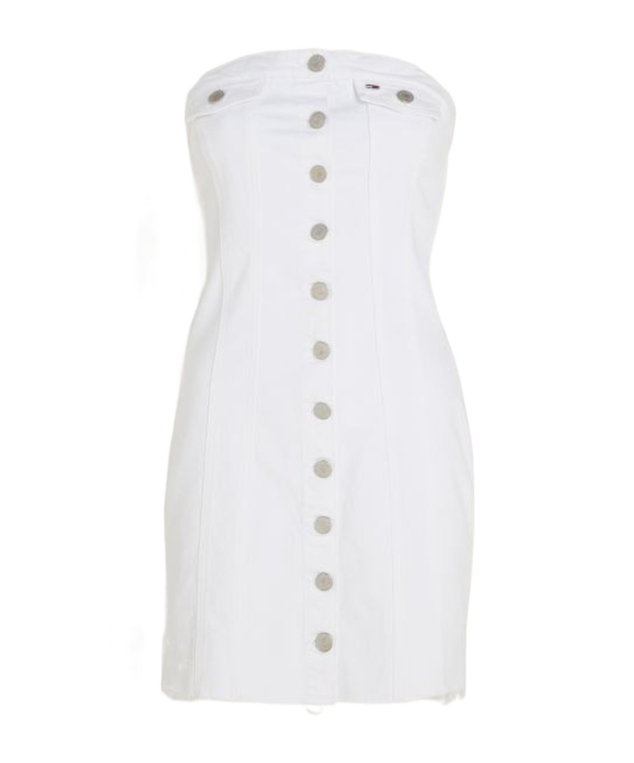 Tommy Hilfiger Sleeveless Denim Bodycon Mini Dress In White