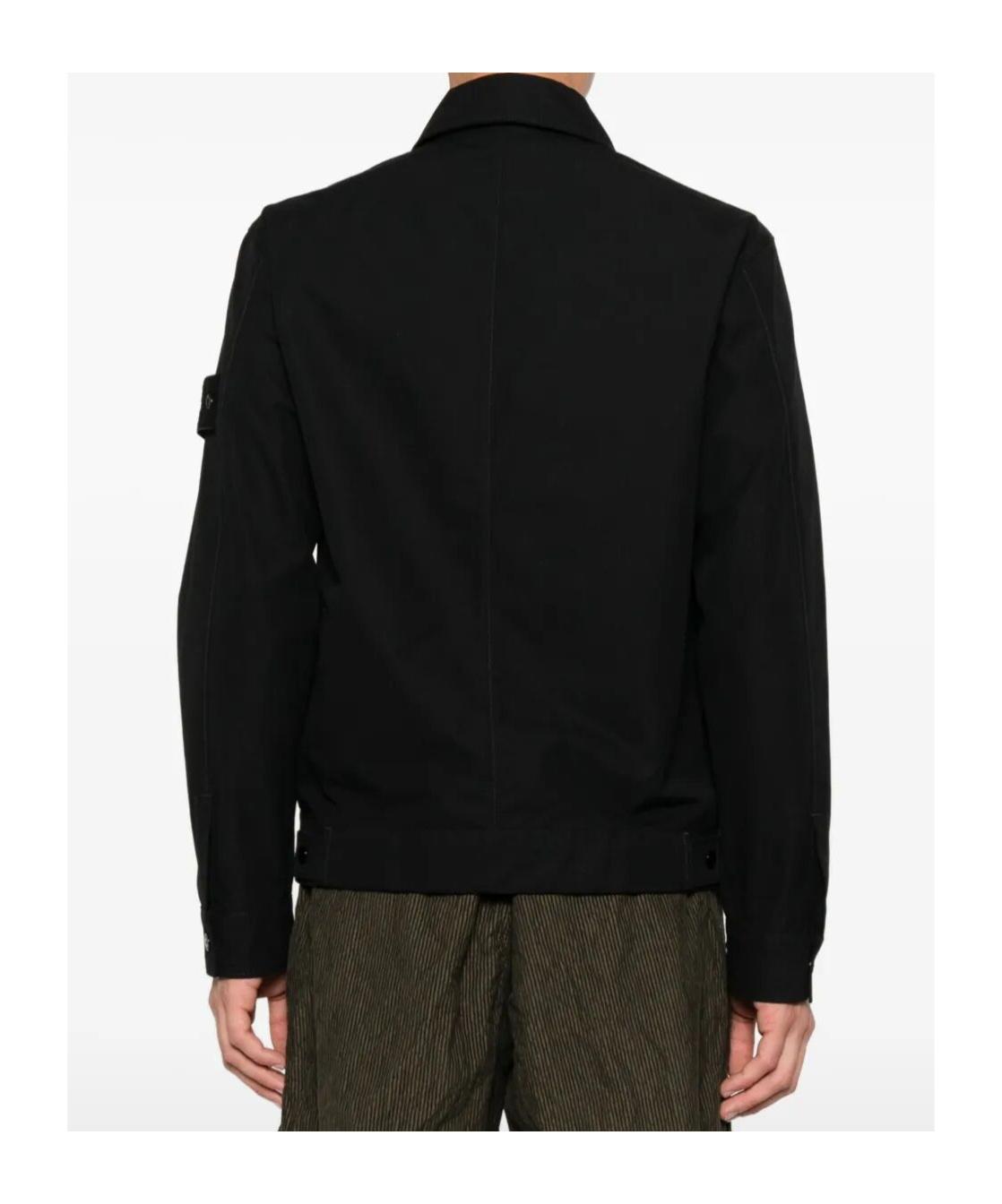 Stone Island Zipper Jacket With Chest Pocket In Black