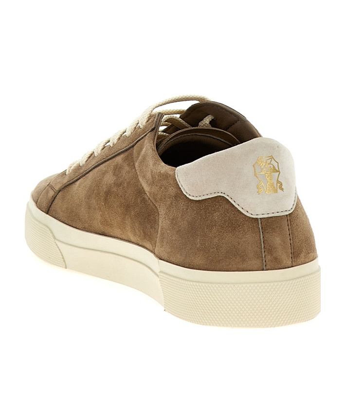 Brunello Cucinelli Suede Sneakers With Contrasting Laces In Brown