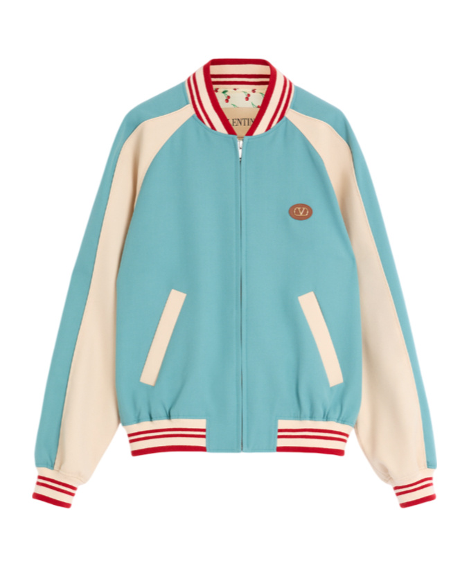 Valentino Le Chat De La Maison Wool Bomber Jacket In Blue