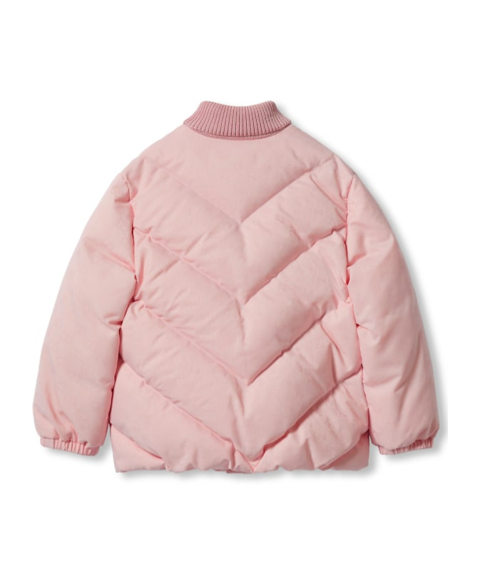 Gucci Girls Poetic Rose Kids Logo-jacquard Down-padded Faille Jacket 8-12 Years 12 In Pink
