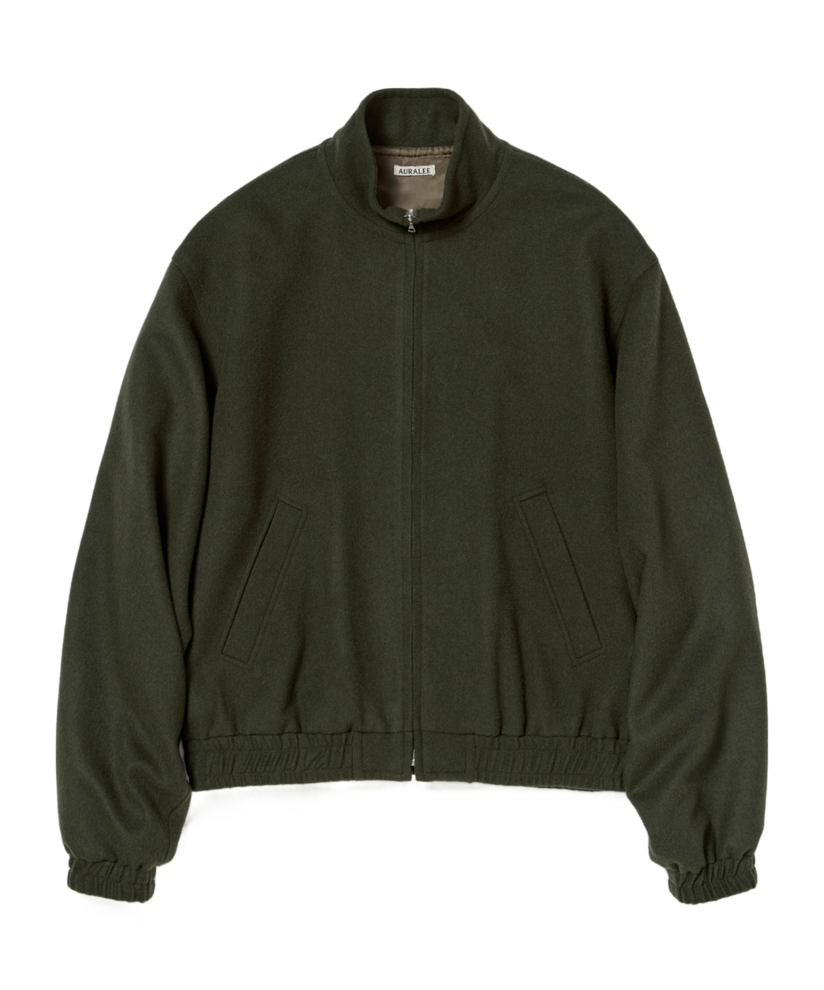 Auralee Baby Camel Flannel Zip Blouson In Green