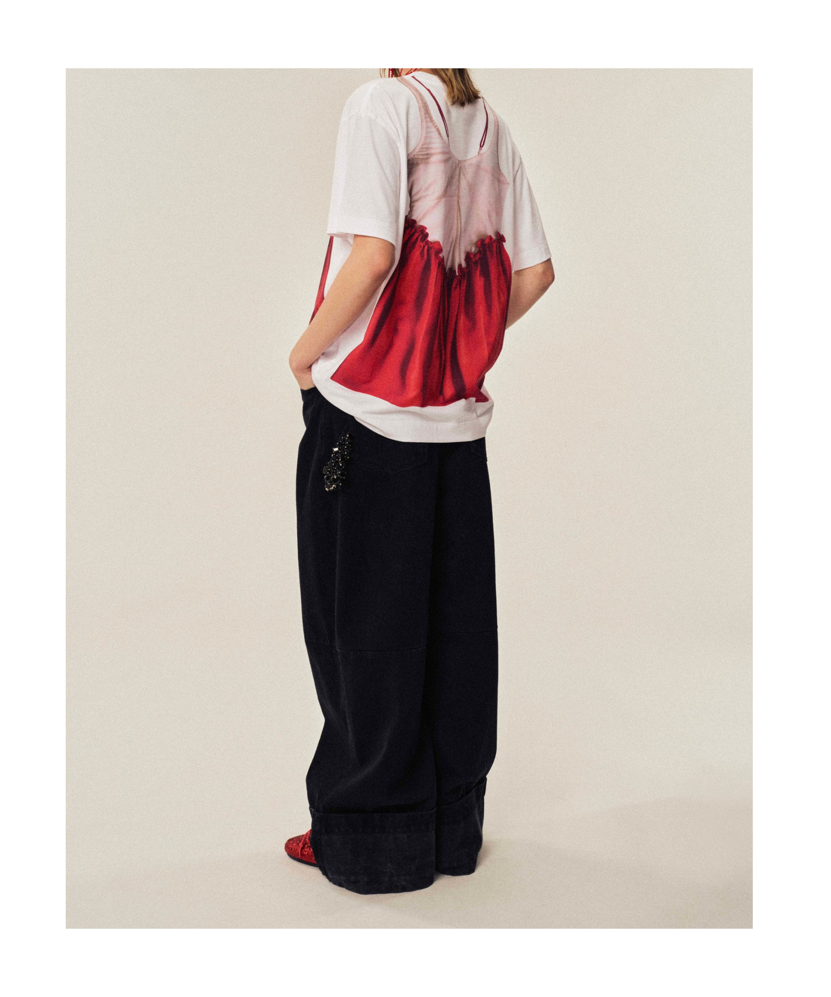Shop Simone Rocha Negligee Tromp L'oeil T-shirt In Black