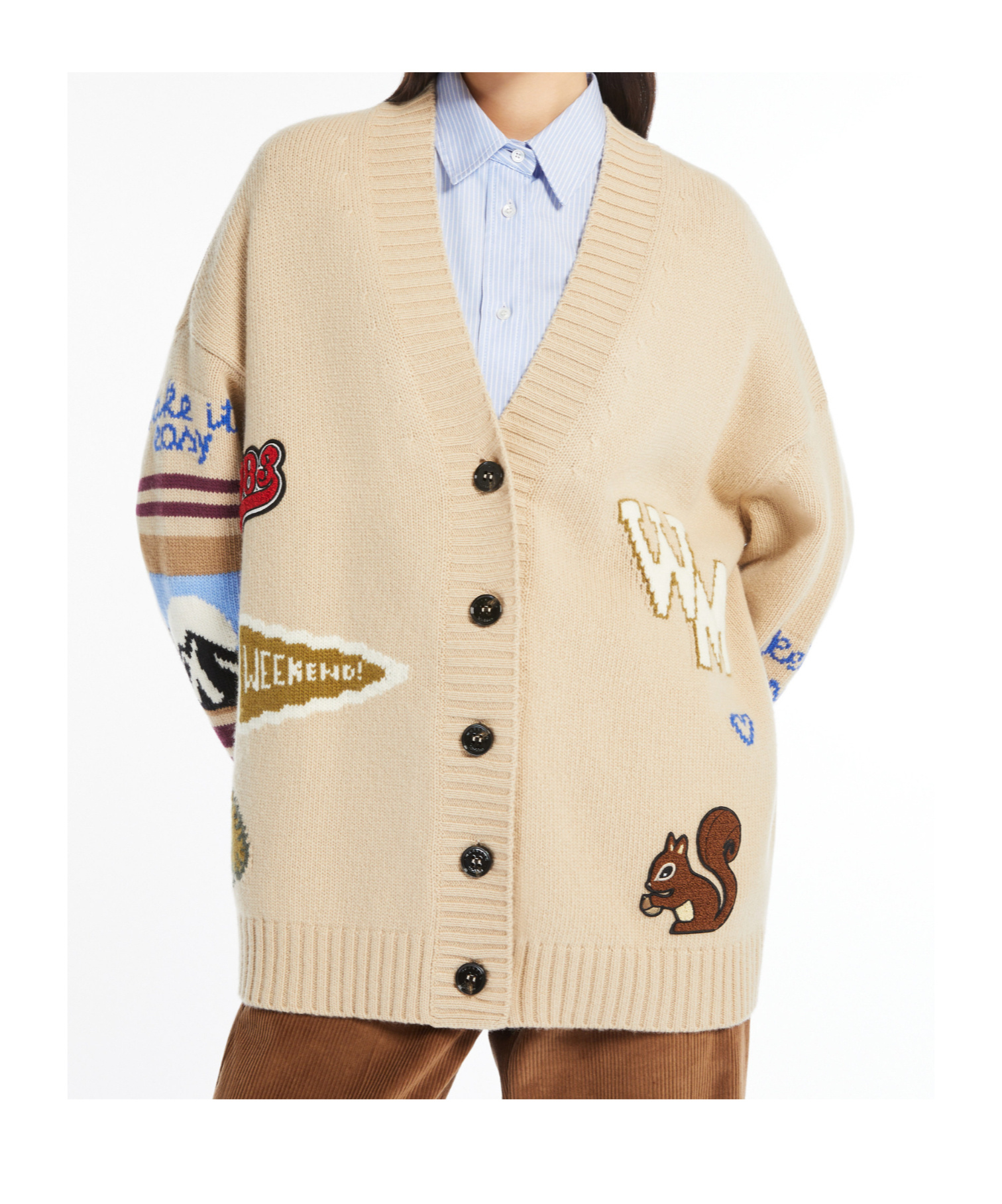 Weekend Max Mara Long-sleeved Cardigan In Nude